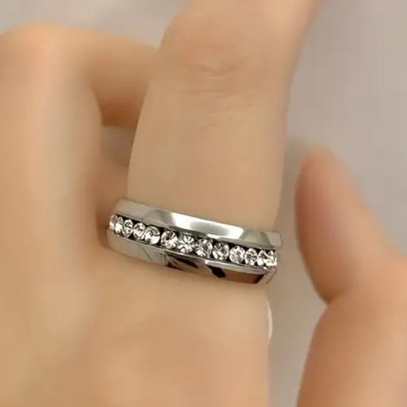 ✨ 6mm Silver Color Zircon Circle Stainless Steel Ring - Sleek Statement Piece ✨ - Picture 2 of 6